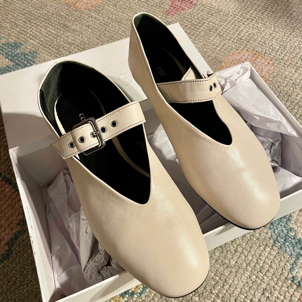 Ivory Buckled Ballet Flats from COS